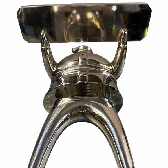 VINTAGE POTTERY BARN SILVER-PLATED SANTA CANDLE HOLDER DISH